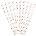 10 Palhinhas Brancas com Corações Rose Gold