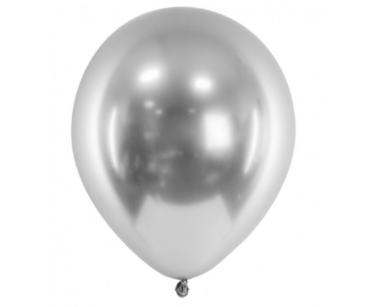10 Balões Glossy Prata