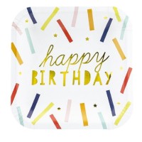Pratos Confeti Happy Birthday