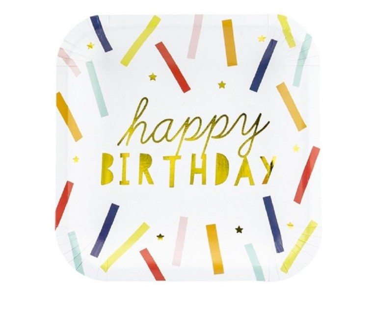 Pratos Confeti Happy Birthday