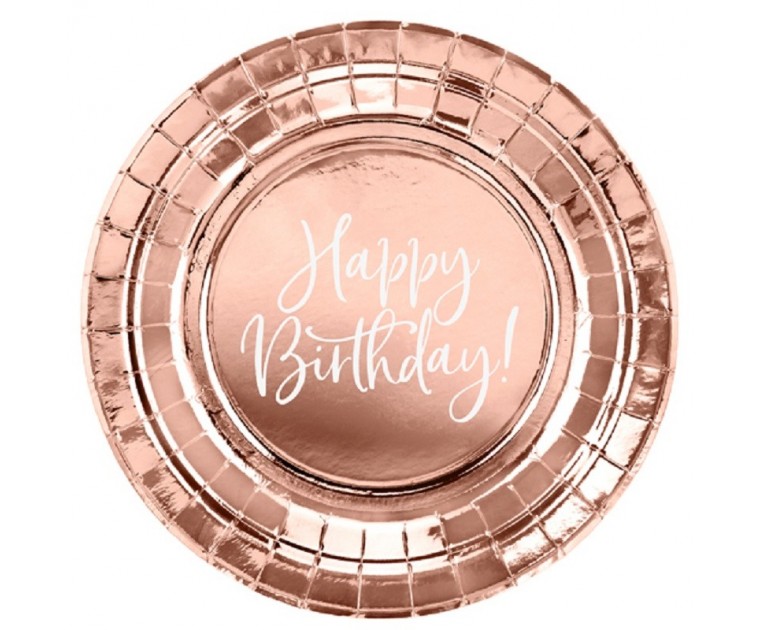 Pratos Rose Gold Happy Birthday