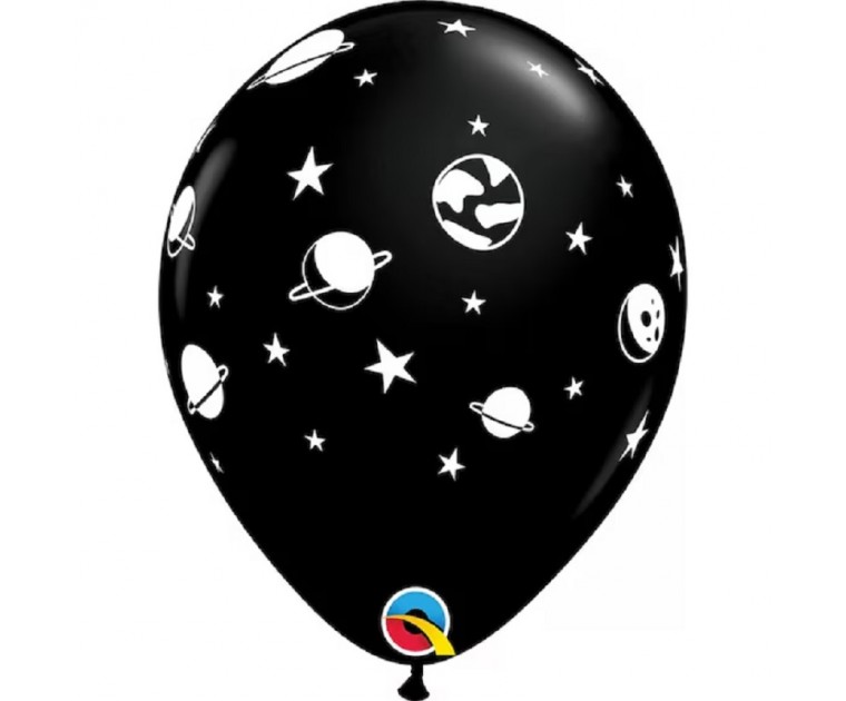 6 Balões Estrelas e Planetas Pretos