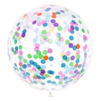 Balão transparente confetis coloridos 1metro