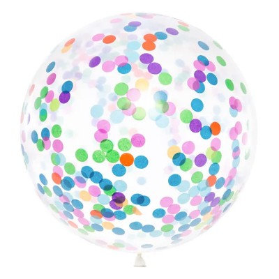 Balão transparente confetis coloridos 1metro
