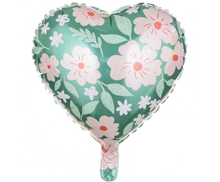 Balão Foil Coração com Flores