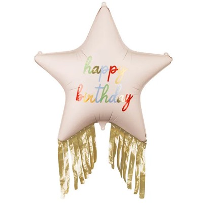 Balão Estrela com franjas Happy Birthday