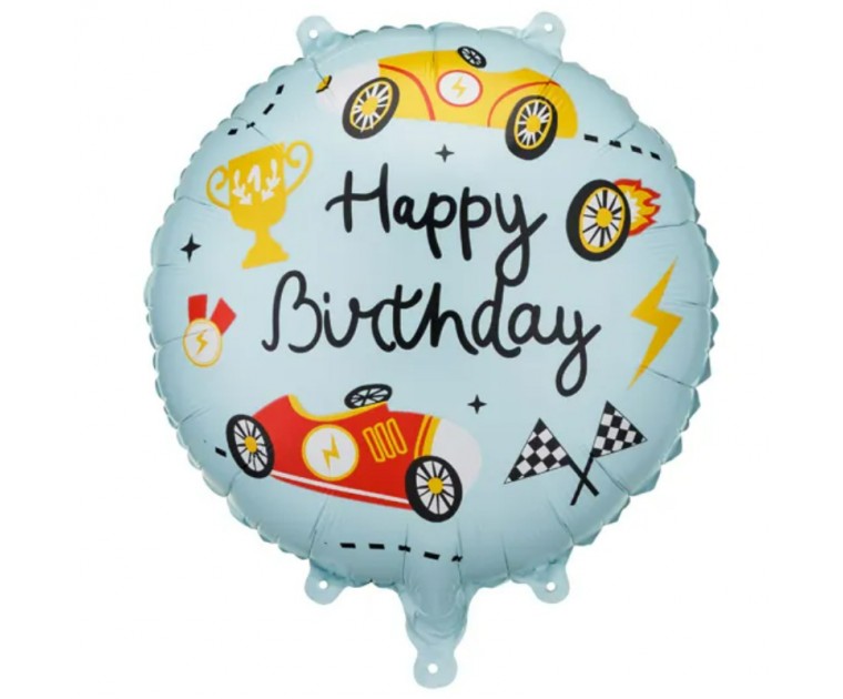 Balão Carros de Corrida Happy Birthday