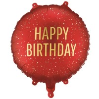 Balão Redondo Vermelho Happy Birthday