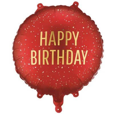 Balão Redondo Vermelho Happy Birthday