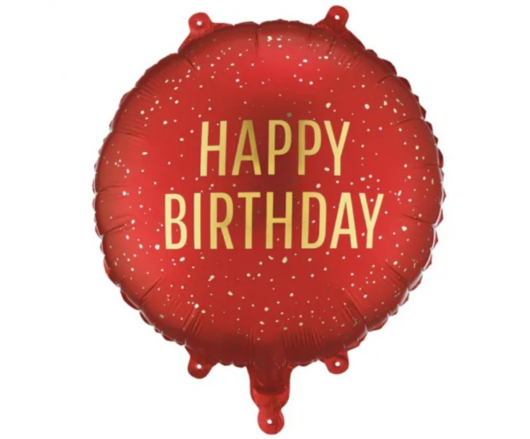 Balão Redondo Vermelho Happy Birthday