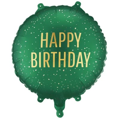 Balão Redondo Verde Happy Birthday