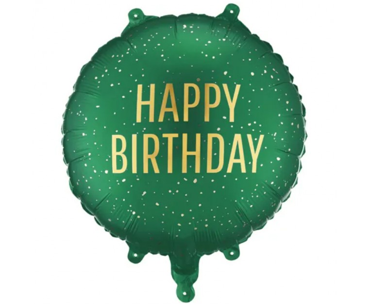 Balão Redondo Verde Happy Birthday