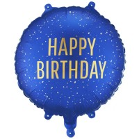 Balão Redondo Azul Happy Birthday