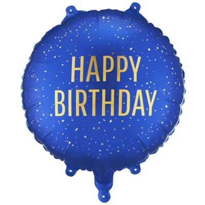 Balão Redondo Azul Happy Birthday