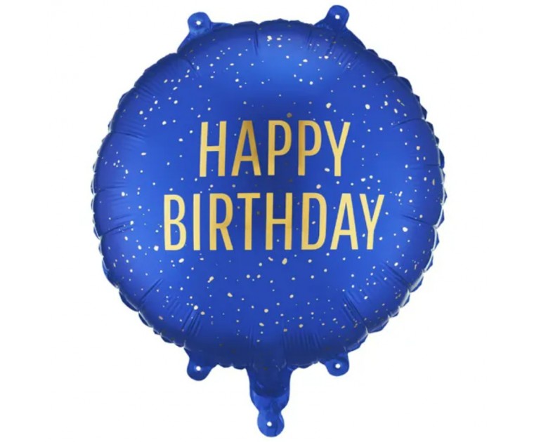 Balão Redondo Azul Happy Birthday