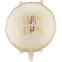 Balão Redondo Bege Happy Birthday