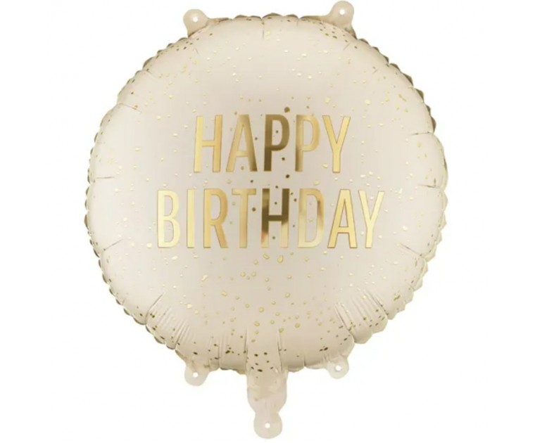 Balão Redondo Bege Happy Birthday