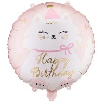 Balão Gata Happy Birthday 45 cms