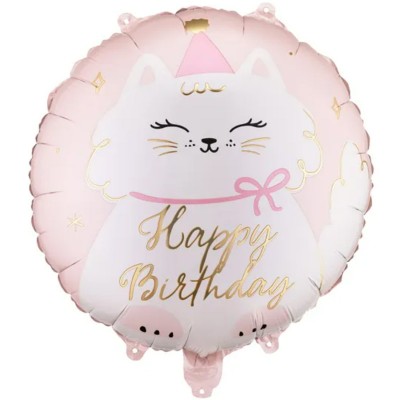 Balão Gata Happy Birthday 45 cms