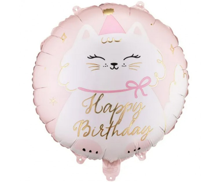 Balão Gata Happy Birthday 45 cms