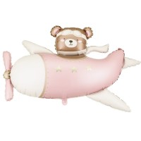 Balão Ursinho Rosa Avião