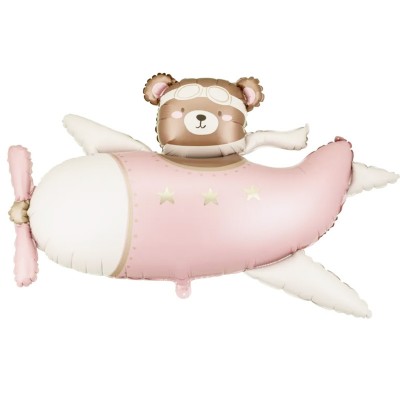 Balão Ursinho Rosa Avião