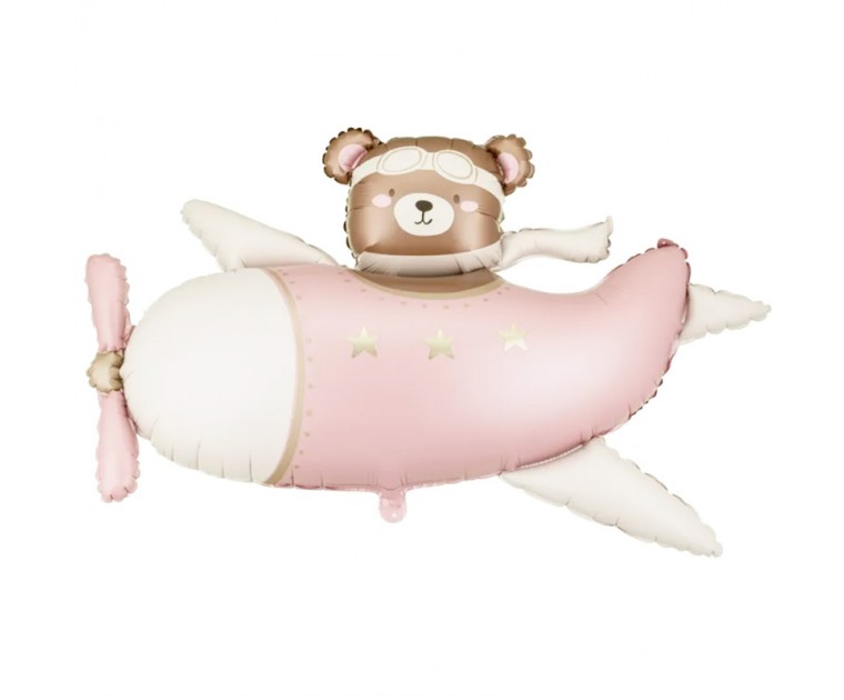 Balão Ursinho Rosa Avião