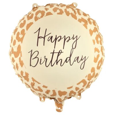 Balão Happy Birthday padrão leopardo