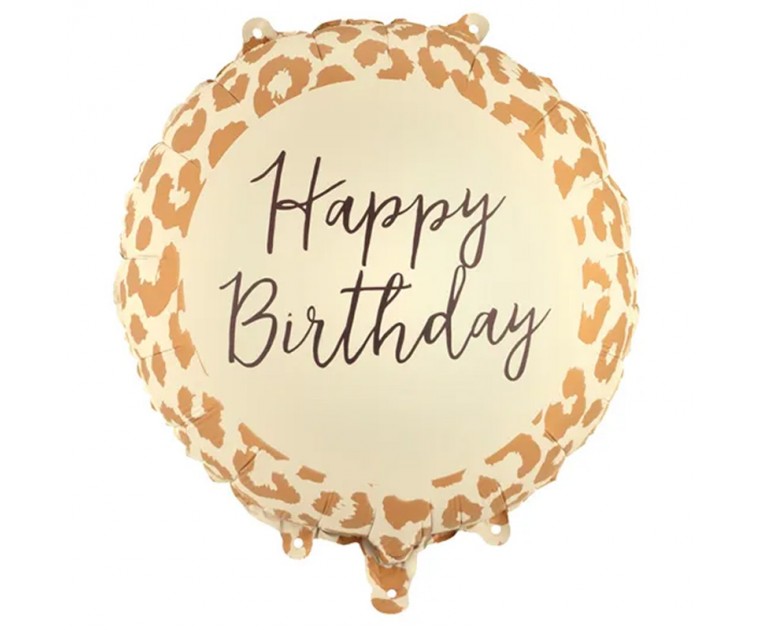 Balão Happy Birthday padrão leopardo
