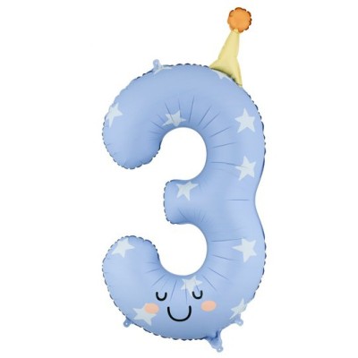  Balão Foil  Nº3 Azul