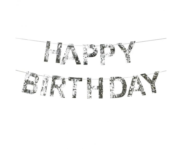 Banner Prata Happy Birthday