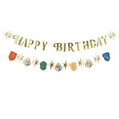 Banner Happy Birthday Harry Potter Dourada