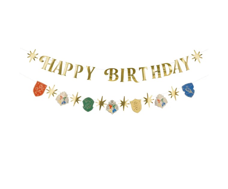 Banner Happy Birthday Harry Potter Dourada