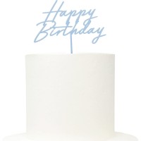 Topo Acrílico Misty Blue Happy Birthday 