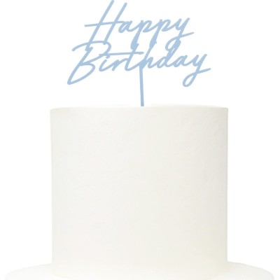 Topo Acrílico Misty Blue Happy Birthday 