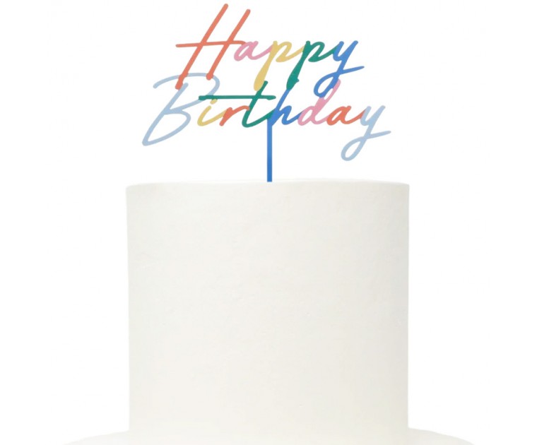 Topo Multicolorido Happy Birthday 