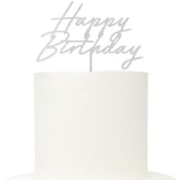 Topo Prateado Glitter Happy Birthday Topo Prateado Glitter Happy Birthday