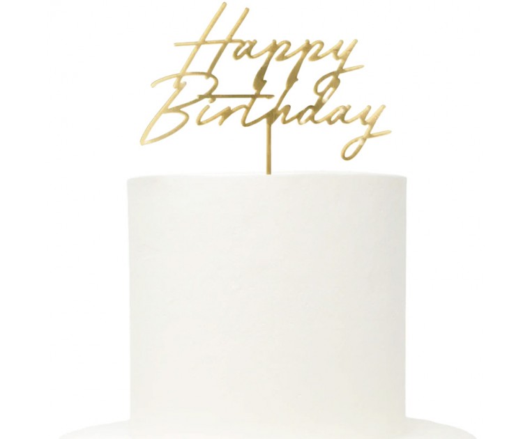 Topo Dourado Happy Birthday 