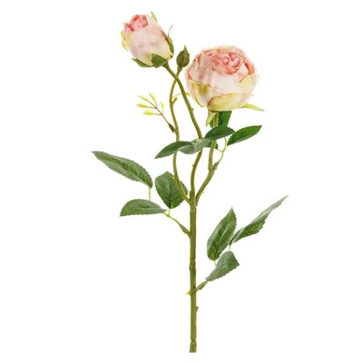 Flor artificial Rosa Pink com dois botões