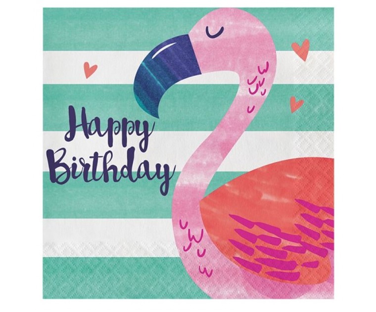 Guardanapos Flamingo Happy Birthday