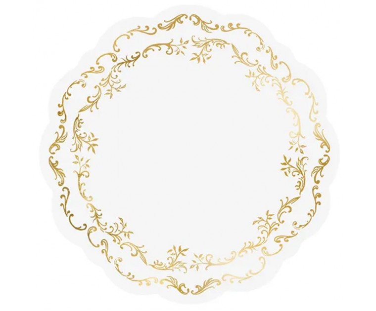 50 Marcadores Prato Branco Ornamentado