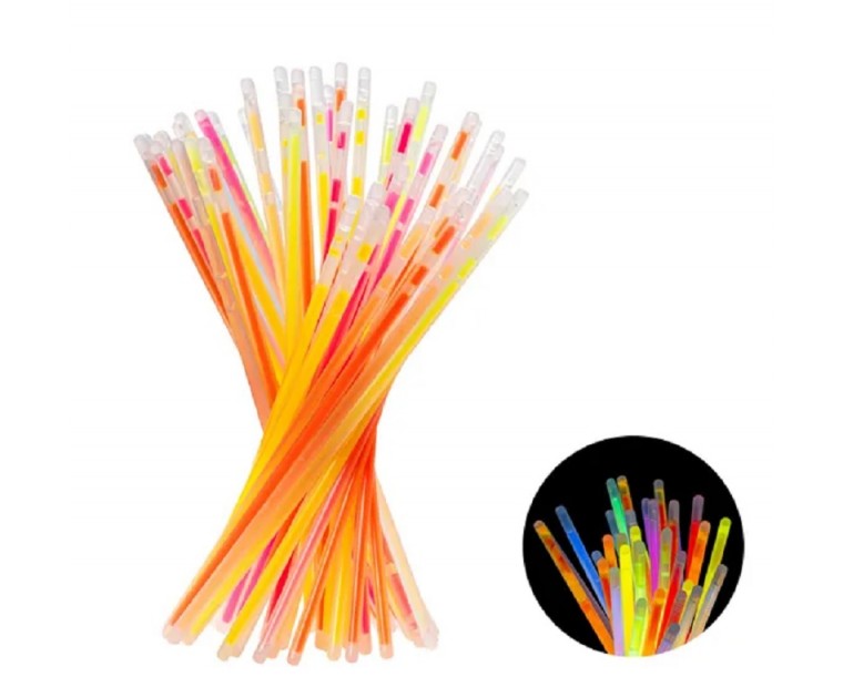 100 Sticks Multicoloridos Luminosos Fluorescentes