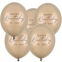 6 Balões Happy Birthday Gold Cold