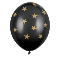 Balões Pretos Estrelas Douradas***