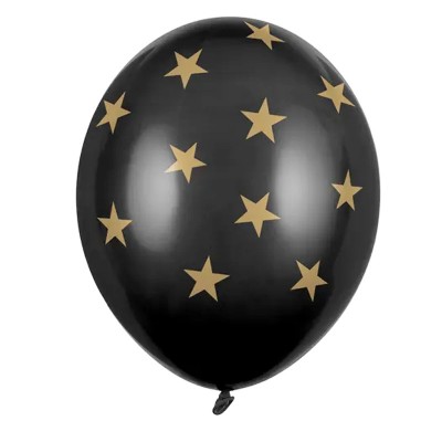 Balões Pretos Estrelas Douradas***