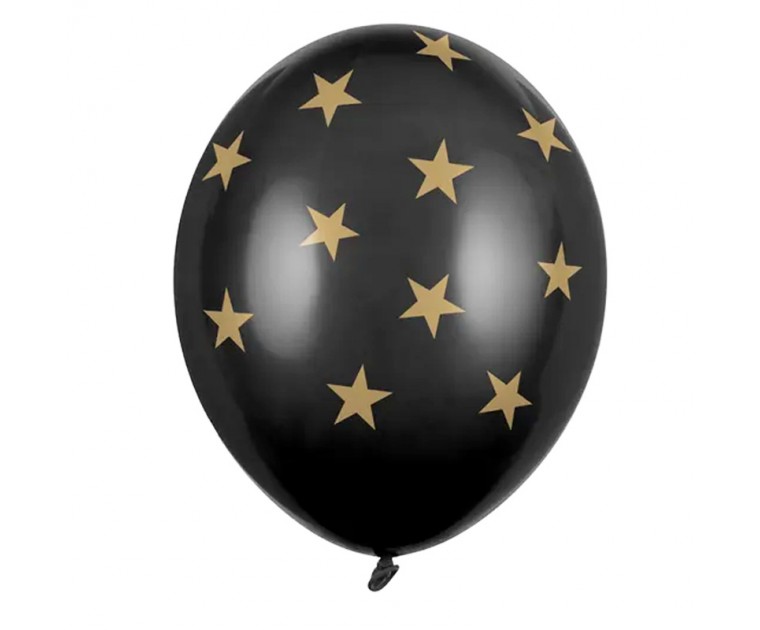 Balões Pretos Estrelas Douradas***