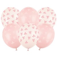 6 Balões Laços Mix Rosa