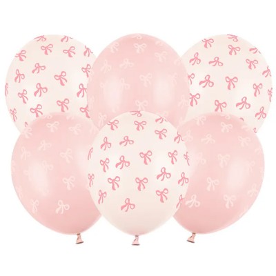 6 Balões Laços Mix Rosa