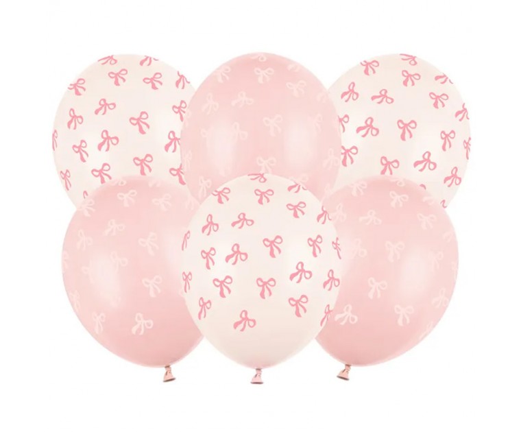 6 Balões Laços Mix Rosa