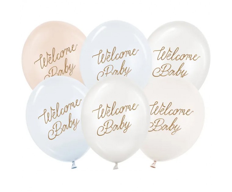 Mix 6 Balões Welcome Baby Azul